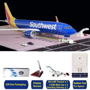 1:100 Scale Large Airplane Model Southwest Airlines 737 Plane Model with LED Light Gift for Business/Birthday/Christmas Diecast Alloy Airplanes for Gift and Collection