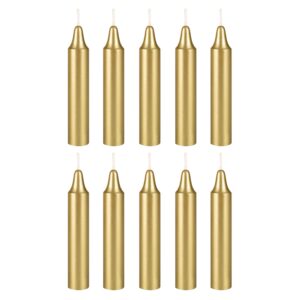 mega candles 10 pcs unscented gold exquisite mini taper candles, 4 inch tall x 3/4 inch diameter, supreme chimes, enchantment, rituals, casting spells, witchcraft, wiccan, altar, magic, metaphysical