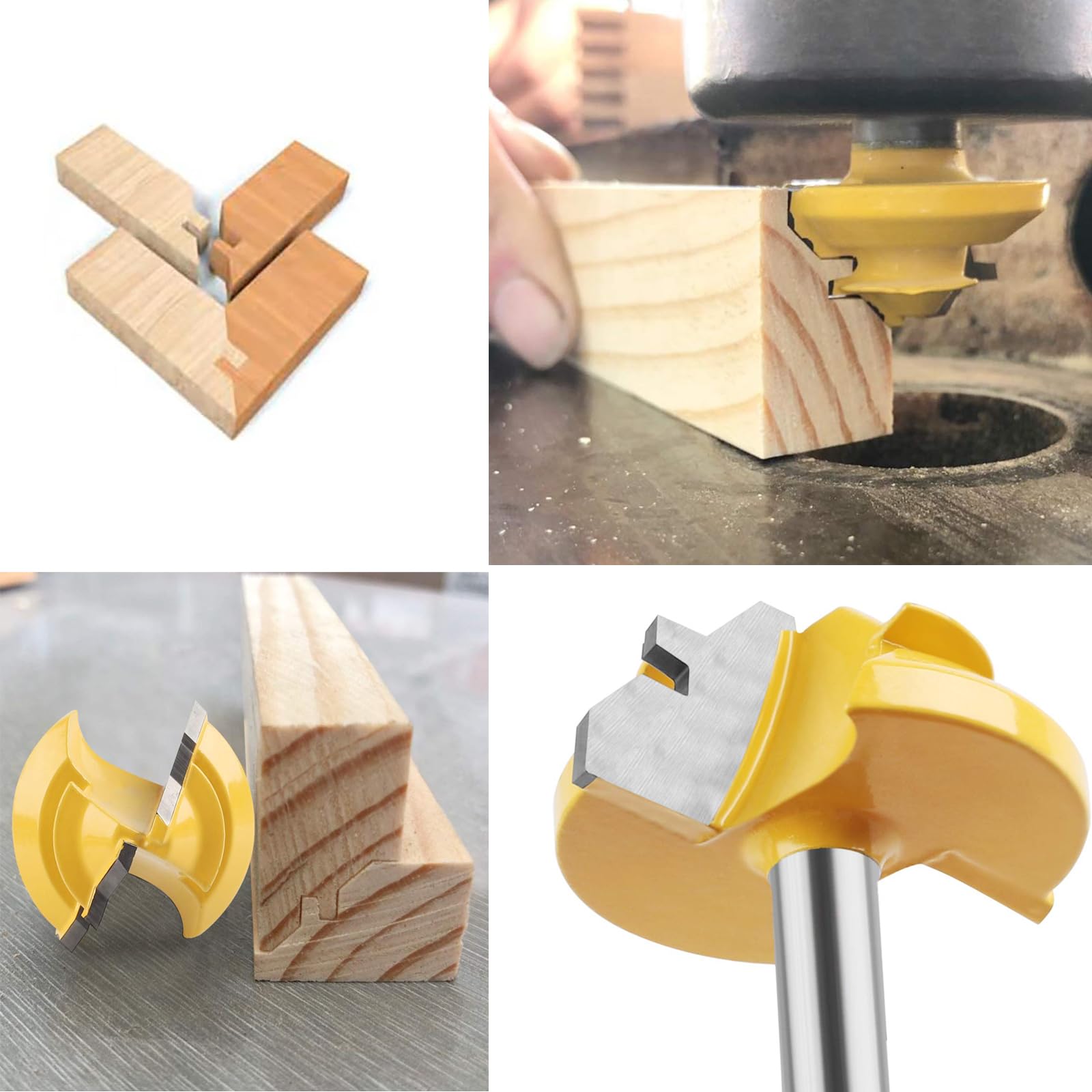 TOEVER 1/4 Inch Shank Router Bit，45 Degree Lock Miter Router Bit , for 31/64", 37/64",3/4" Cutting Height,3-Piece Joint Router Bits, Wood Milling Cutter Glue Joint Tools Set(3PCS 1/4 Shank)