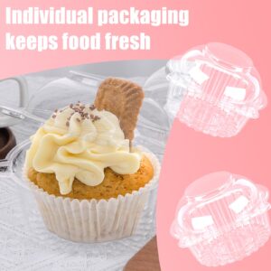 HANSGO 50PCS Individual Cupcake Containers, Single Clear Cupcake Boxes Cupcake Holders Individual Cupcake Carriers with Dome Lids for Cupcake Muffin Parties