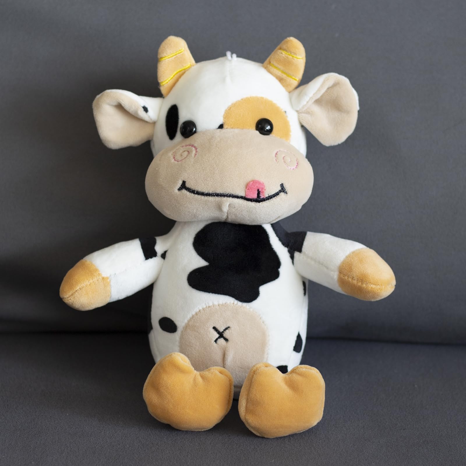 BSTSELER Cow Cattle Stuffed Animals Plush Toy 12" Large Milk Pillow Soft Cattle Plushies Cow Hug Pillow Stuffed Animals Doll for Boys and Girls (A: No Clothes)