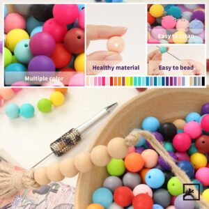 ZIFTY 240Pcs Silicone Beads for Keychain Making Kit 15mm Silicone Beads Bulk 30 Colors Loose Round Rubber Silicone Focal Beads for Pens, Necklace Bracelet Making Kit, Jewelry, Art, Crafts, DIY