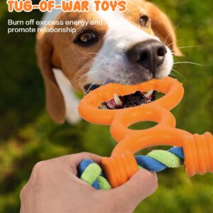 SCHITEC Tug of War Dog Toy, Rubber Rope Pull Toy for Small Medium Dogs, Interactive Play Puppy Teething Chew Toys