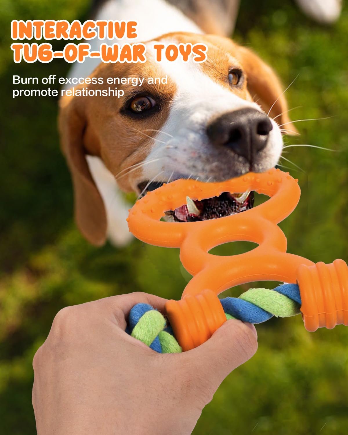 SCHITEC Tug of War Dog Toy, Rubber Rope Pull Toy for Small Medium Dogs, Interactive Play Puppy Teething Chew Toys