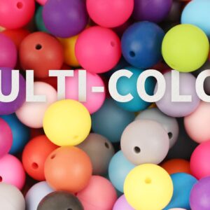 ZIFTY 240Pcs Silicone Beads for Keychain Making Kit 15mm Silicone Beads Bulk 30 Colors Loose Round Rubber Silicone Focal Beads for Pens, Necklace Bracelet Making Kit, Jewelry, Art, Crafts, DIY