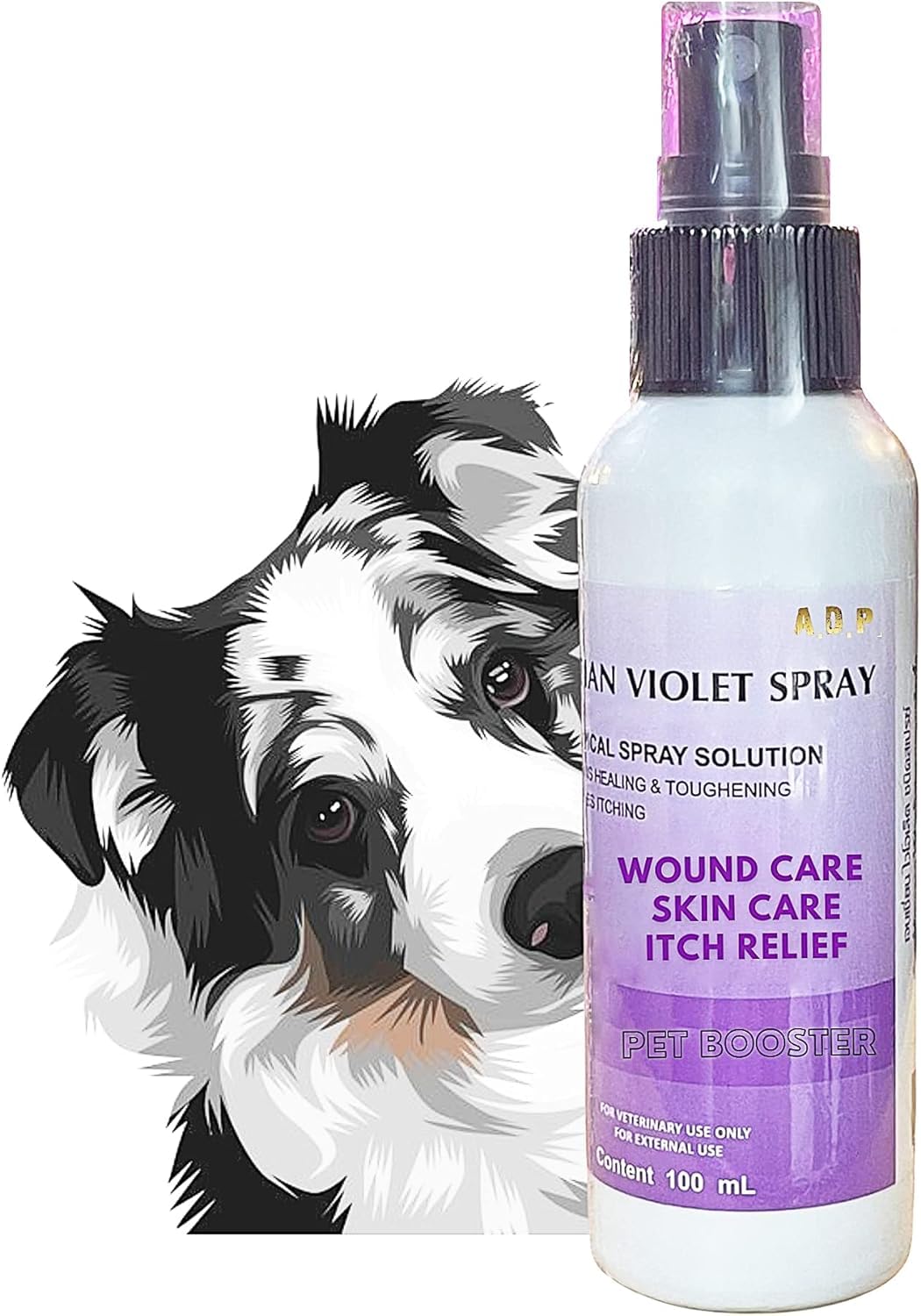 Gentian Violet Spray Solution 1% 100 ML. Pet Wound Care Skin Soother Healing Dog & Cats Skin Infections, Soreness and Irritation Relief, Relieves Dry Itchy Skin Allergies Clean Soothe & Heal