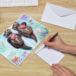 Otter Pop Up Birthday Card for Wife,Husband,Fiance, Funny Romantic Birthday Card for Her - 'Happy Birthday To My Otter Half‘ - Musical 3D Birthday Cards for Boyfriend or Girlfriend-Cute Animal Humor