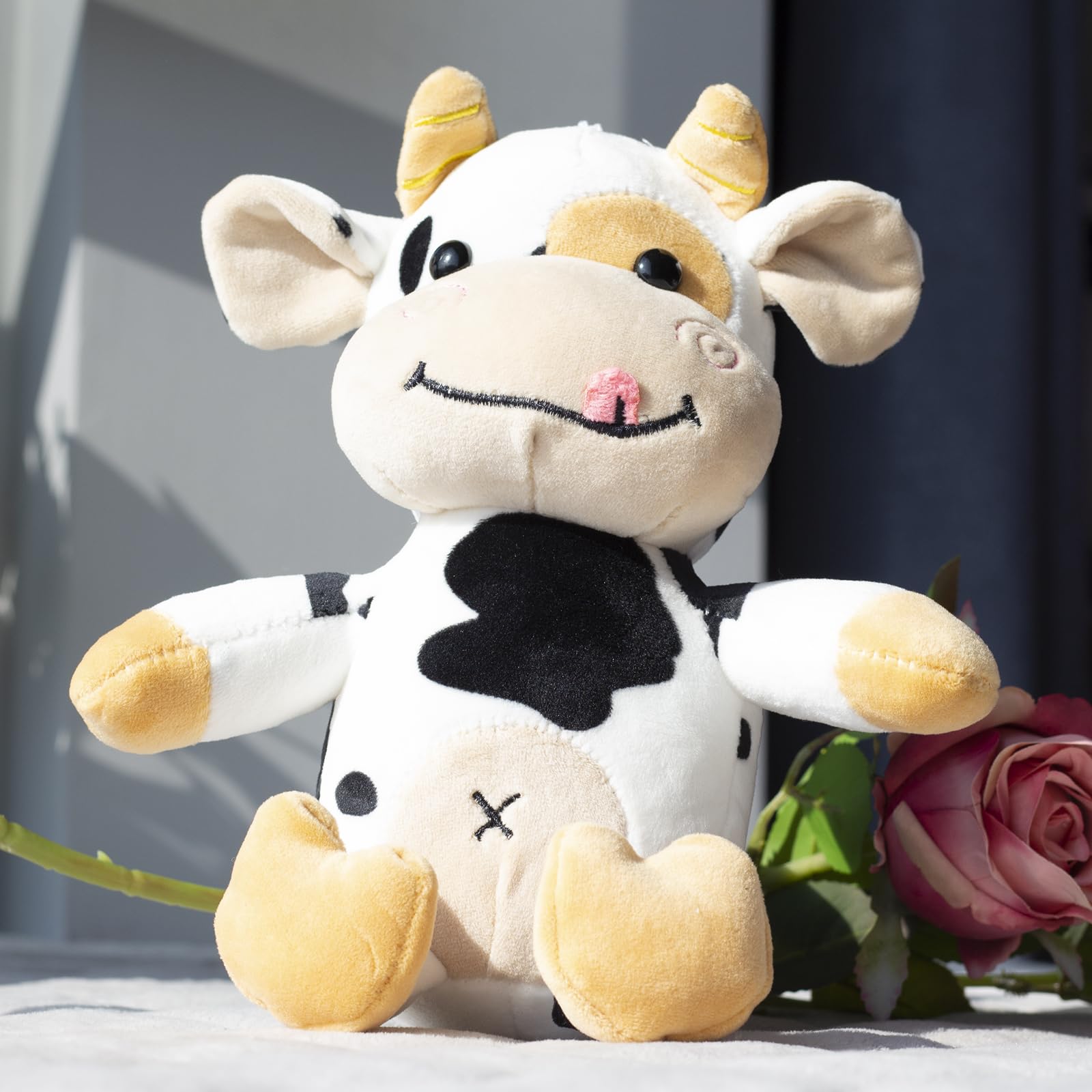 BSTSELER Cow Cattle Stuffed Animals Plush Toy 12" Large Milk Pillow Soft Cattle Plushies Cow Hug Pillow Stuffed Animals Doll for Boys and Girls (A: No Clothes)