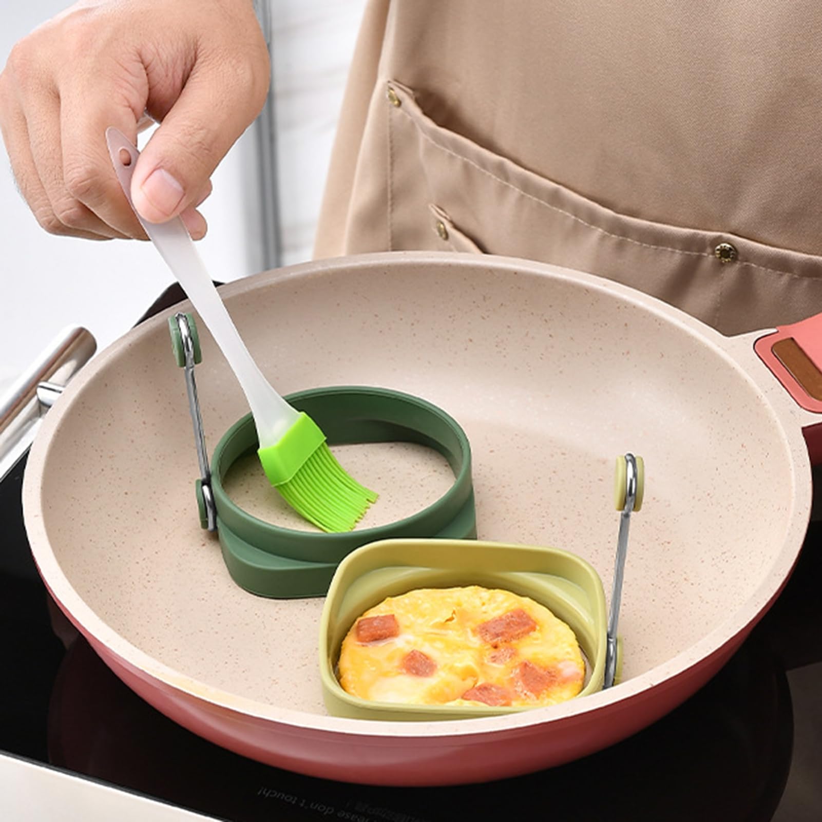 Fried Egg High Temperature Resistance Flexible Food Grade Double-sided Square Round Egg Fryer Mould for Home Fried Egg Ring