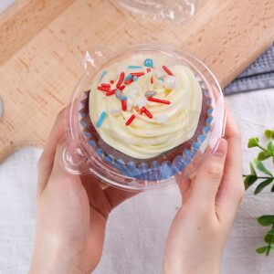 HANSGO 50PCS Individual Cupcake Containers, Single Clear Cupcake Boxes Cupcake Holders Individual Cupcake Carriers with Dome Lids for Cupcake Muffin Parties