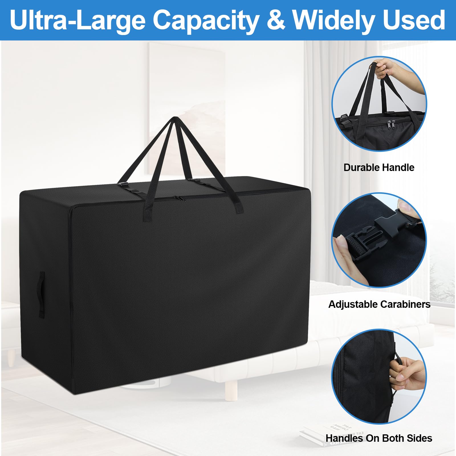 Folding Mattress Bag - 600D Oxford Cloth Heavy Duty Carry Case for Tri-Fold Guest Bed Mattress (Fits 6" Twin & Twin XL Mattress, Black)