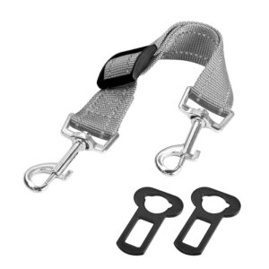 yaodhaod dog safety collar clips,adjustable prong collar backup clips with dual clasps, reflective prong clip dog harness to collar and leash connector safety clip (gray)