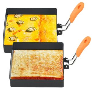 egg muffins omelet maker, egg shaper, egg ring 2pcs 4 inch square egg rings for frying eggs, stainless steel square egg mold for breakfast sandwiches griddle crumpet