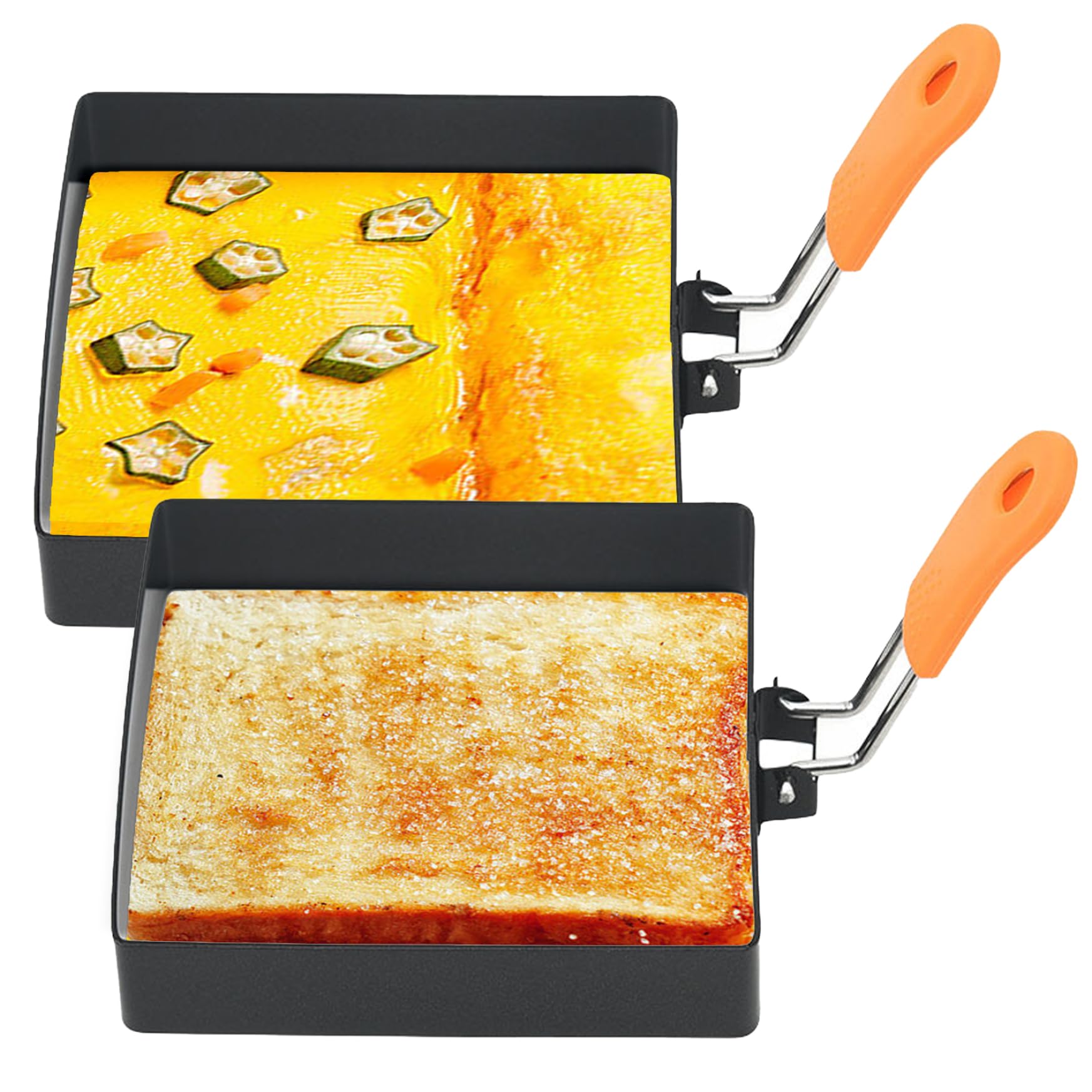 Egg Muffins Omelet Maker, Egg Shaper, Egg Ring 2Pcs 4 Inch Square Egg Rings for Frying Eggs, Stainless Steel Square Egg Mold for Breakfast Sandwiches Griddle Crumpet