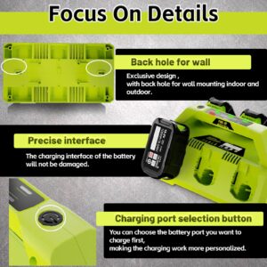 CaliHutt 【 Wall-Hole】 Replace 6 Port Chrager for P135 P117 Ryobi 18V Lithium-Ion Charger Fast Charge with Power Choose Button,6 LED Indicators