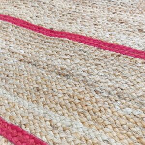 BUNDELA EXPORTS Scalloped Jute Area Rug, Floor Farmhouse Rug Natural Braided Reversible Boho Eco Large 2x12 Ft Runner Rug (RED)