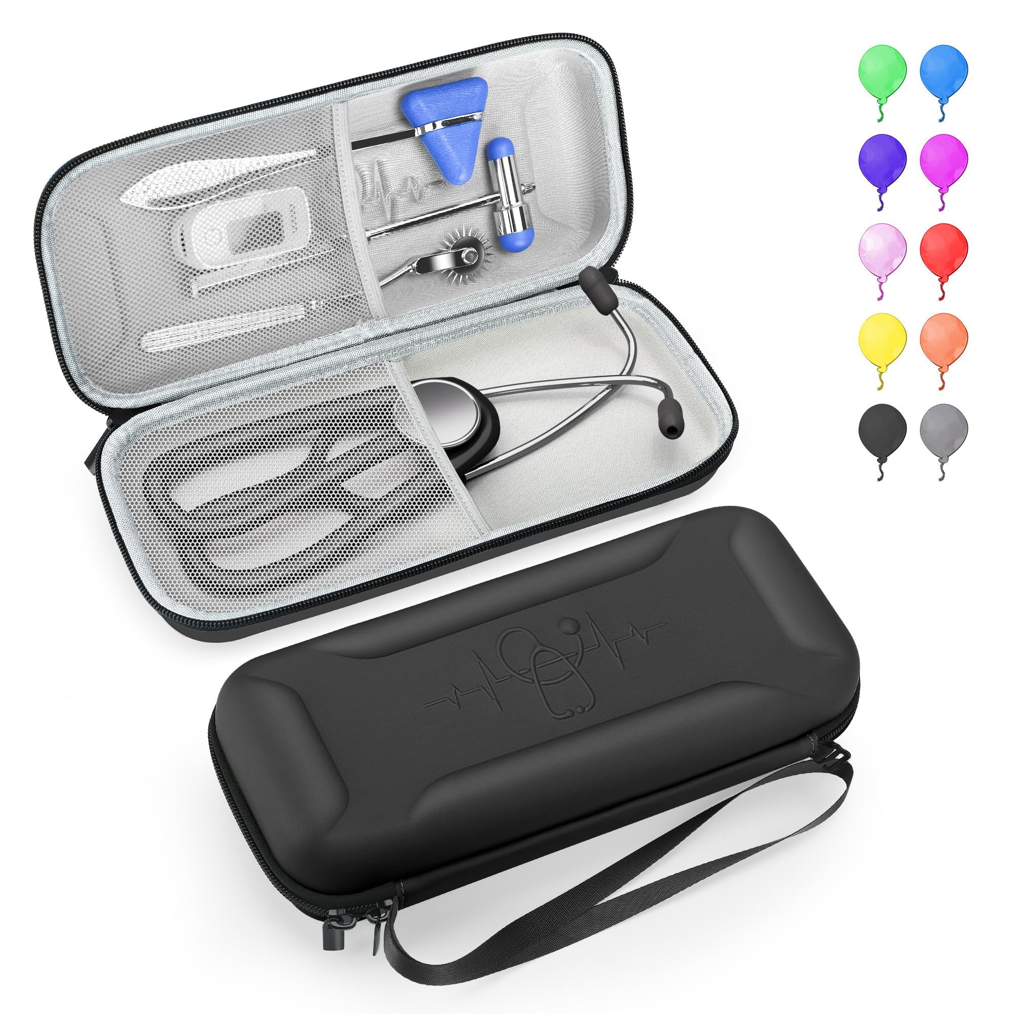 Stethoscope Case for 3M Littmann Classic III,Lightweight II S.E. Cardiology IV,Nurse Gift Hard Organizer Portable Carry Travel Cover Storage Bag with Vital Medical Supplies