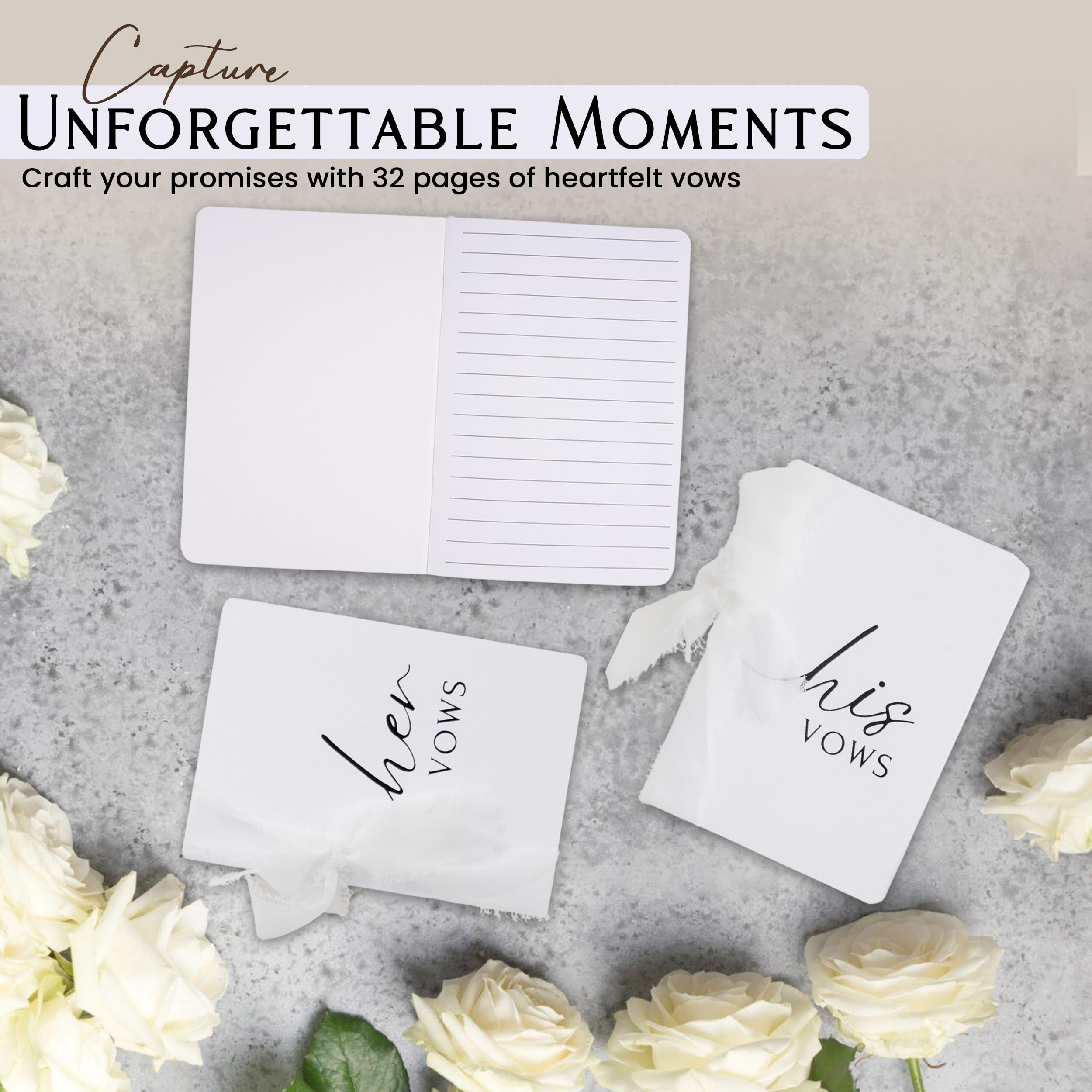 Vow Books - Wedding Vow Books His and Hers | Wedding Vow Books With White Ribbons | His And Her Vows Book| Wedding Journal for Bride-to-Be | His and Hers Gifts | Wedding Day Essentials