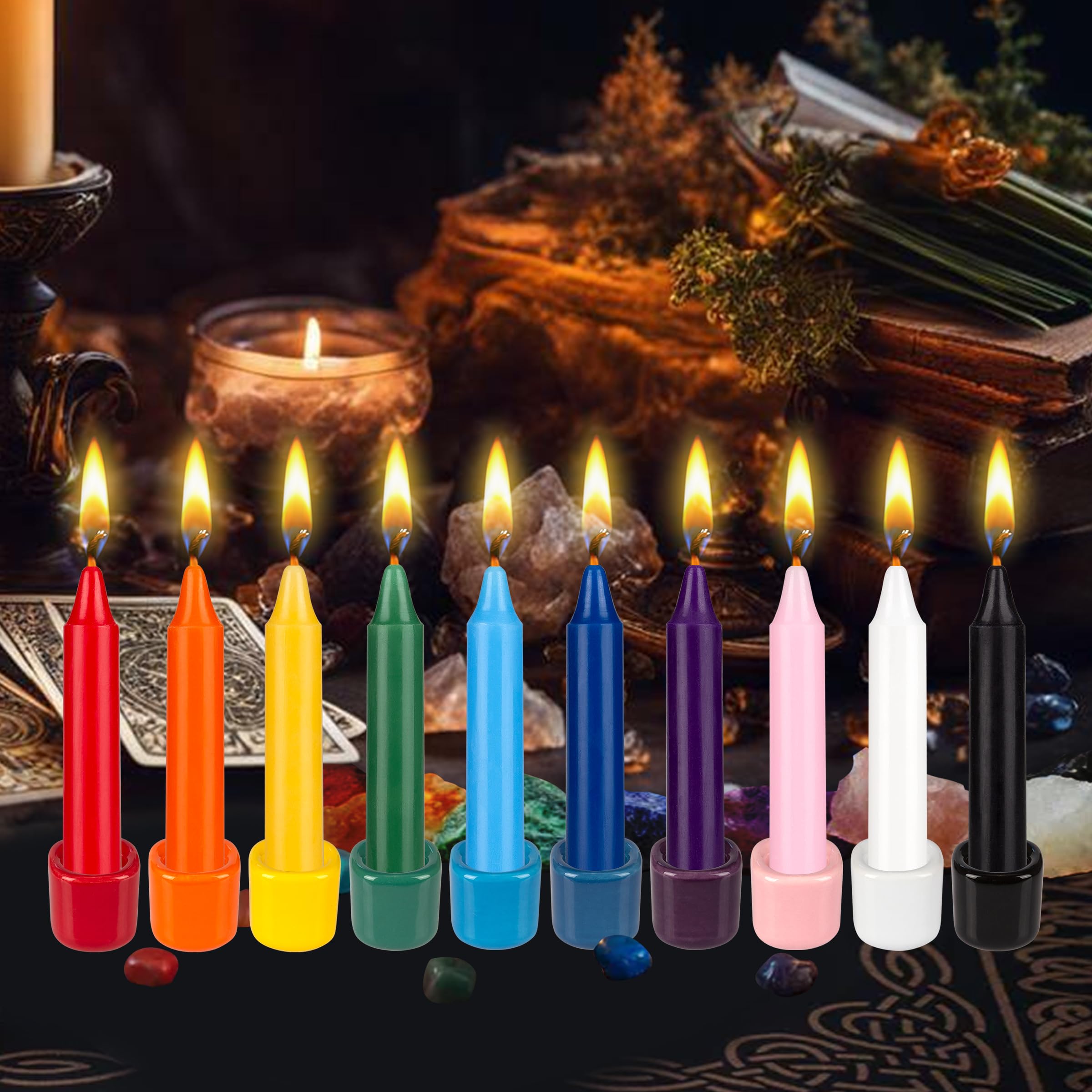 Mega Candles 10 pcs Unscented Gold Exquisite Mini Taper Candles, 4 Inch Tall x 3/4 Inch Diameter, Supreme Chimes, Enchantment, Rituals, Casting Spells, Witchcraft, Wiccan, Altar, Magic, Metaphysical