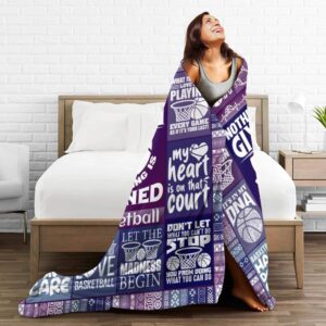 Homieblanket Basketball Blanket for Boys Girls, Cool Basketball Themed Design Printed Purple Throw Blankets for Kids Lap, Chair Sofa, Soft Fleece Cozy Blanket, 40"x 50"