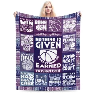 homieblanket basketball blanket for boys girls, cool basketball themed design printed purple throw blankets for kids lap, chair sofa, soft fleece cozy blanket, 40"x 50"