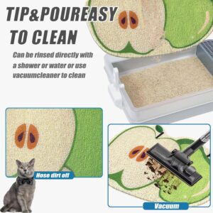 JSNTORIH Cute Cat Litter Trapping Mat 24”x16”, Traps Mess from Litter Box and Pet Food Bowl, Soft on Kitty Paws, Easy Clean, Kitten Litter Box Mat (Apple)…