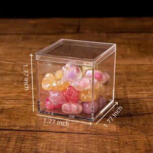 LOVPLAY Acrylic box with Lid Clear 12 Pack Small Acrylic Square Cube Containers Plastic Storage Box 1.77x1.77x1.77Inch/45X45X45mm for Birthday Valentine's Day Party Favor Candy Pill and Tiny Jewelry