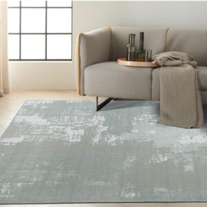 HOMBYS 10 x 14 ft Modern Abstract Area Rug for Living Room Bedroom, Large Boho Floor Carpet with Non-Slip Backing for Indoor Office Dining Room, Home Deco Non-Shedding, Grey, Machine Washable