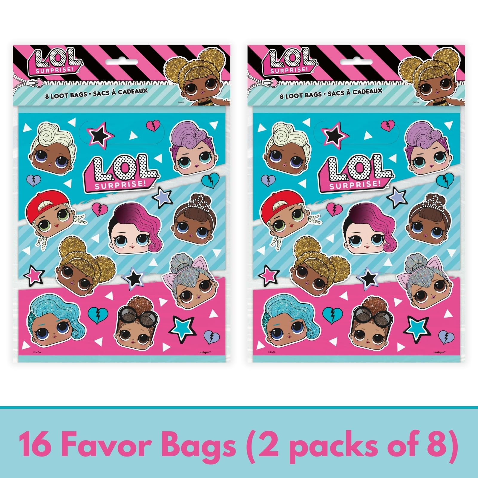 Unique LOL Party Favor Bags Pack - 16 Plastic LOL Goodie Bags & Checklist, LOL Birthday Decorations & Supplies