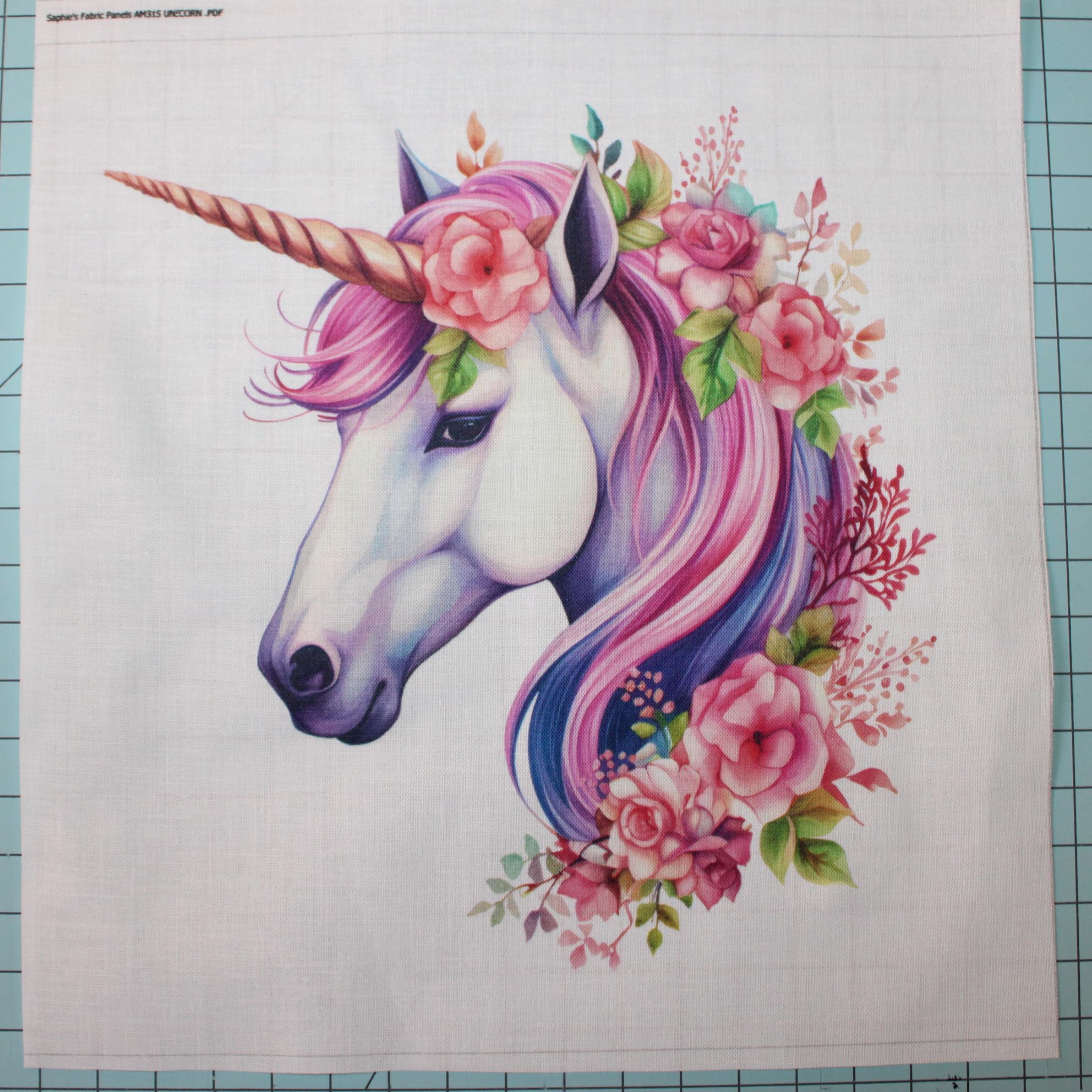 Fabric Panel 8"x8" Unicorn 100% Cotton Quilting Panel Square AM315