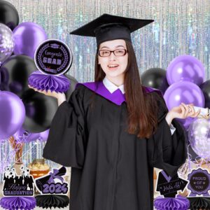 12PCS Graduation Decorations Class of 2024, Congrats Grad Table Centerpieces Graduation Honeycomb Centerpieces Grad Party Centerpieces 2024 Graduation Decorations for Party, Purple