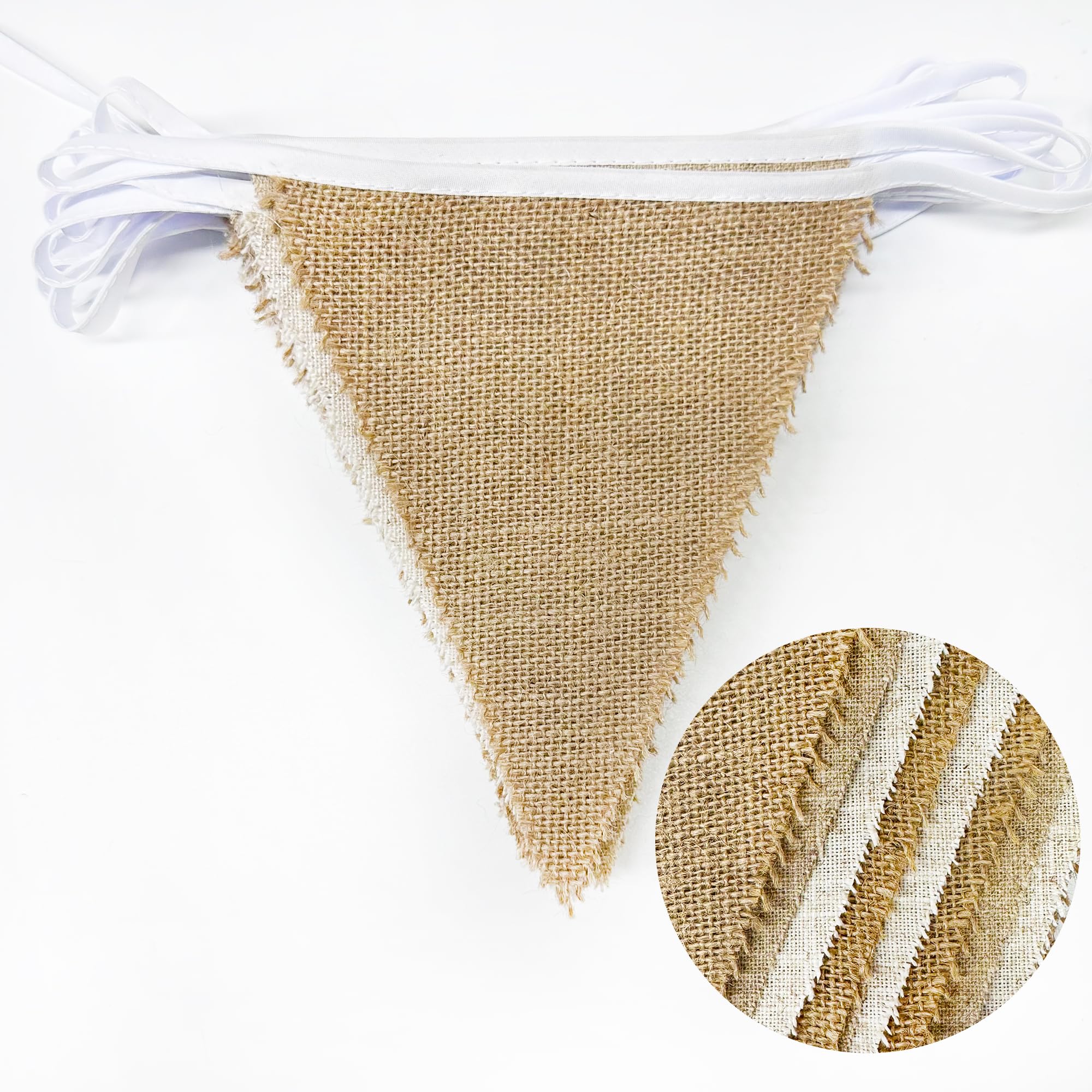 24Ft Burlap Banner Burlap Triangle Pennant Flag Linen Bunting Garland Streamers for Birthday Wedding Baby Shower Engagement Camping Rustic Boho Spring Easter Holidays Graduation Party Decorations