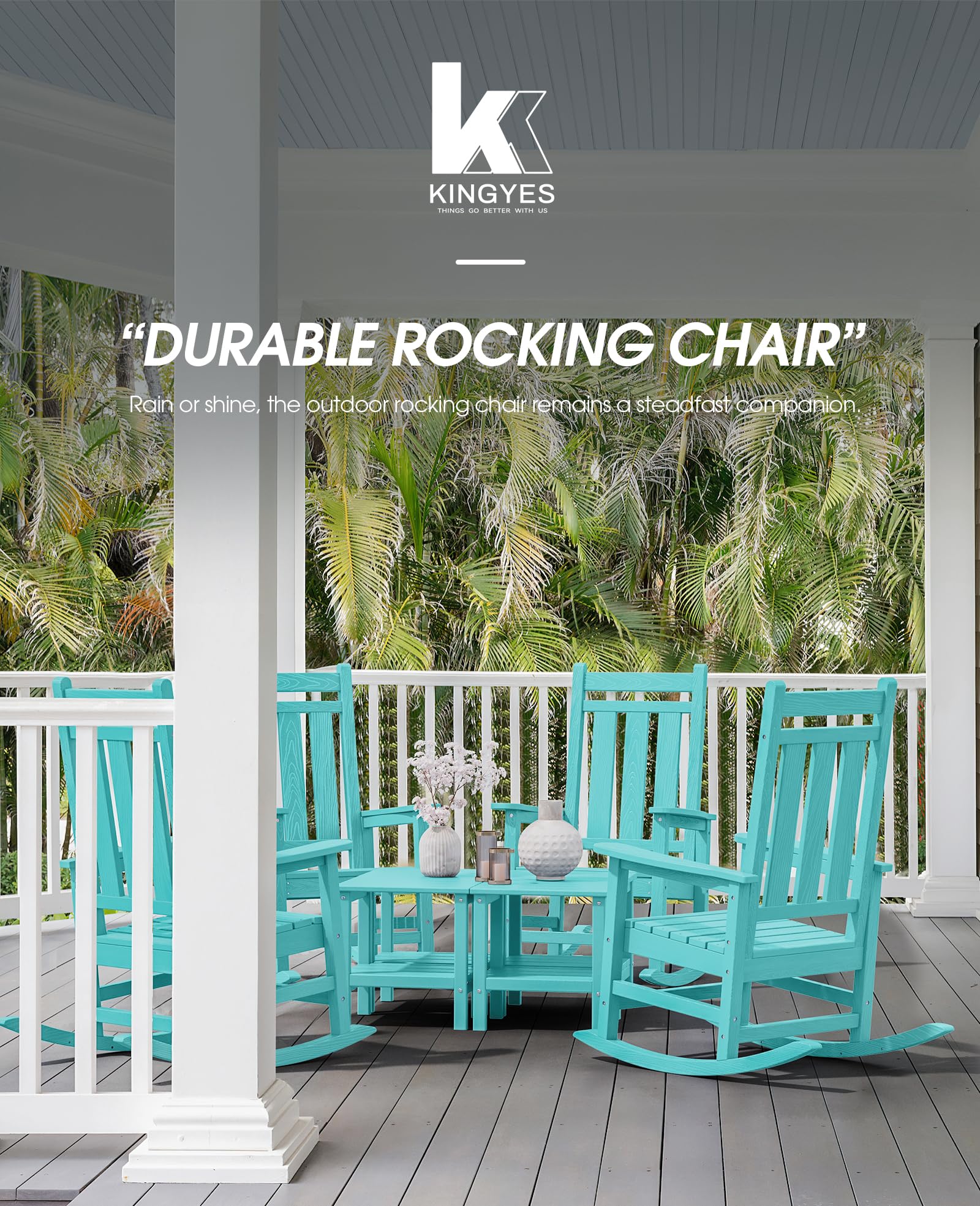 KINGYES Outdoor Patio Rocking Chair, Aruba