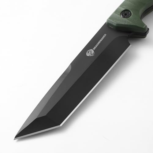 DRACHENADER XR-B01-FT Tanto Survival Fulltang Outdoor fixed blade Knife 5mm thick steel with ABS Sheath, Fullblack