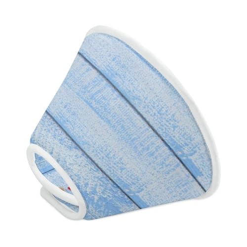 Blue Wooden with Shells, Starfish and Sand Soft Dog Cone Collars Protective Adjustable Cat Recovery Collar to Stop Licking S