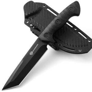 drachenader xr-b01-ft tanto survival fulltang outdoor fixed blade knife 5mm thick steel with abs sheath, fullblack