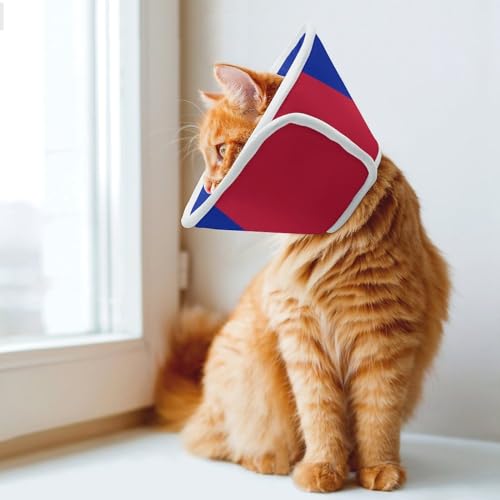 Flag of Haiti Soft Dog Cone Collars Protective Adjustable Cat Recovery Collar to Stop Licking XL