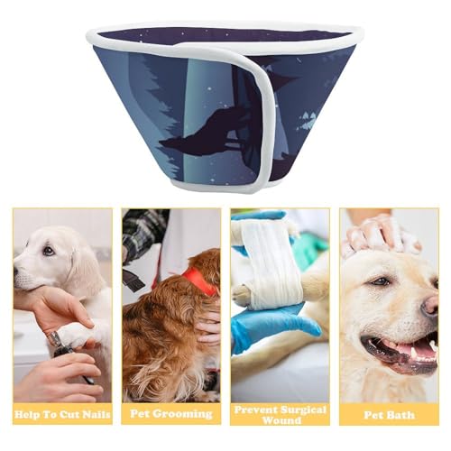 Wolf in Mountains Landscape Comfortable Dog Cone Cat Collar Adjustable Prevent from Licking Wounds XL