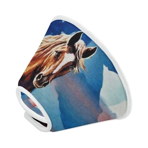 Horse Bald Eagle American Flag Comfortable Dog Cone Cat Collar Adjustable Prevent from Licking Wounds XL