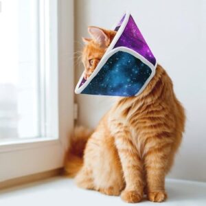 Colorful Galaxy Soft Dog Cone Collars Protective Adjustable Cat Recovery Collar to Stop Licking XL