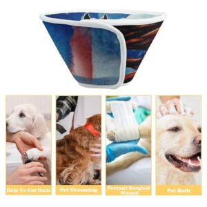 Horse Bald Eagle American Flag Comfortable Dog Cone Cat Collar Adjustable Prevent from Licking Wounds XL