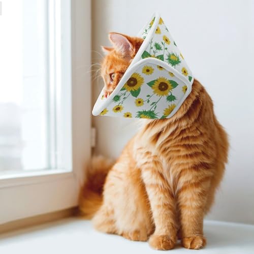 Sunflower Comfortable Dog Cone Cat Collar Adjustable Prevent from Licking Wounds L