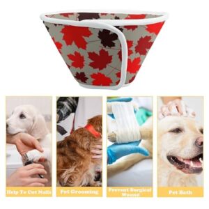 Canada Red Maple Soft Dog Cone Collars Protective Adjustable Cat Recovery Collar to Stop Licking L