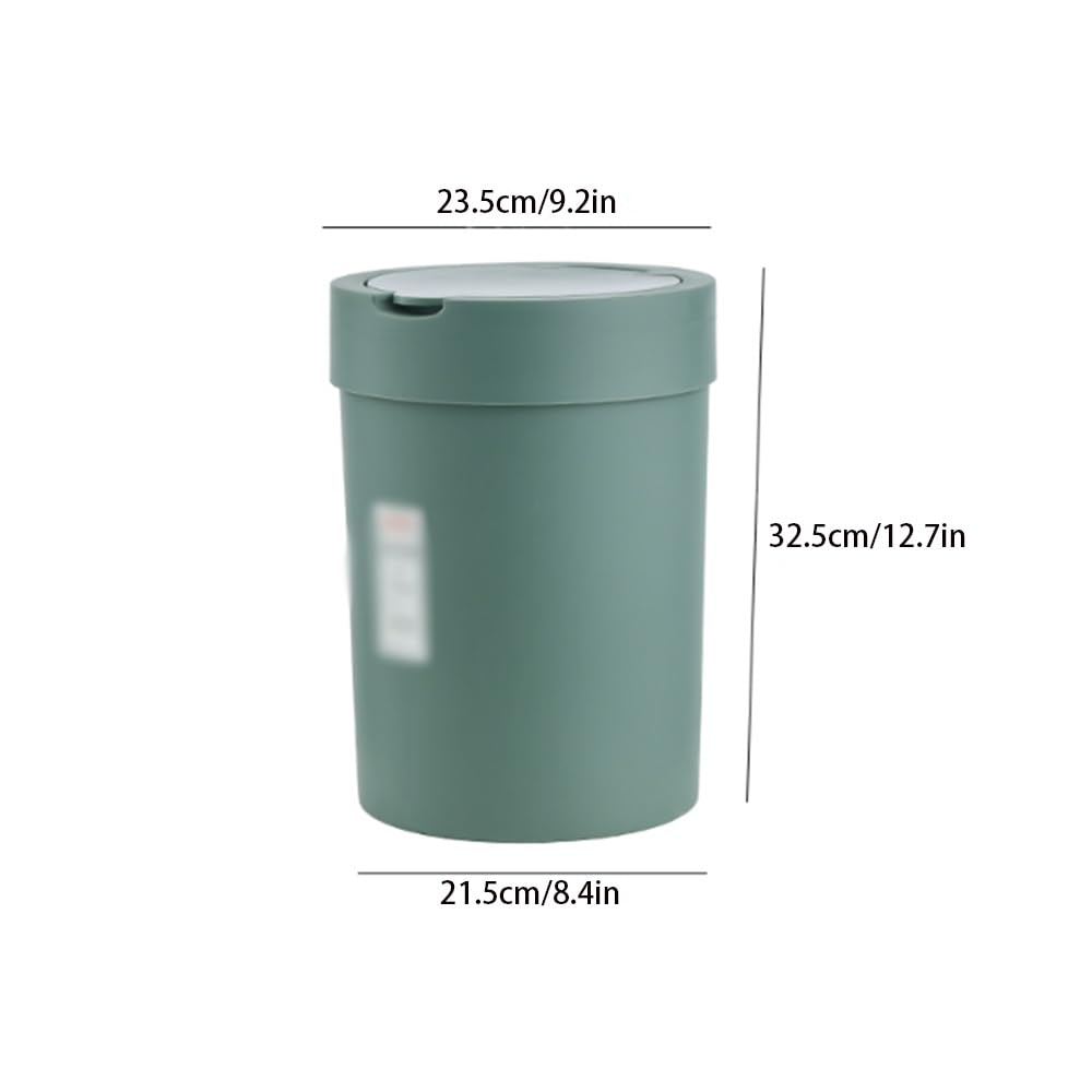 Round Open Top Waste Basket Multifunction Trash Bin for Kitchen Bedroom Living Room Indoor Fashion Garbage Container Bin (Color : Green)