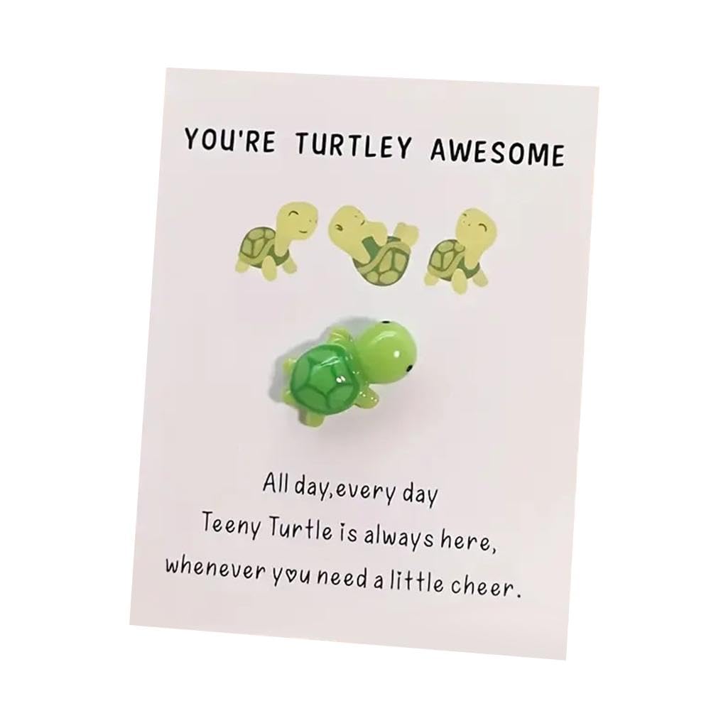 Crazyview Mini Pocket Hug Turtle, You're Turtley Awesome Inspirational Gift with Card, Thank You Note Cards Greeting Card Mini Sea Turtle Figure Pocket Hug Gift for Friends and Family