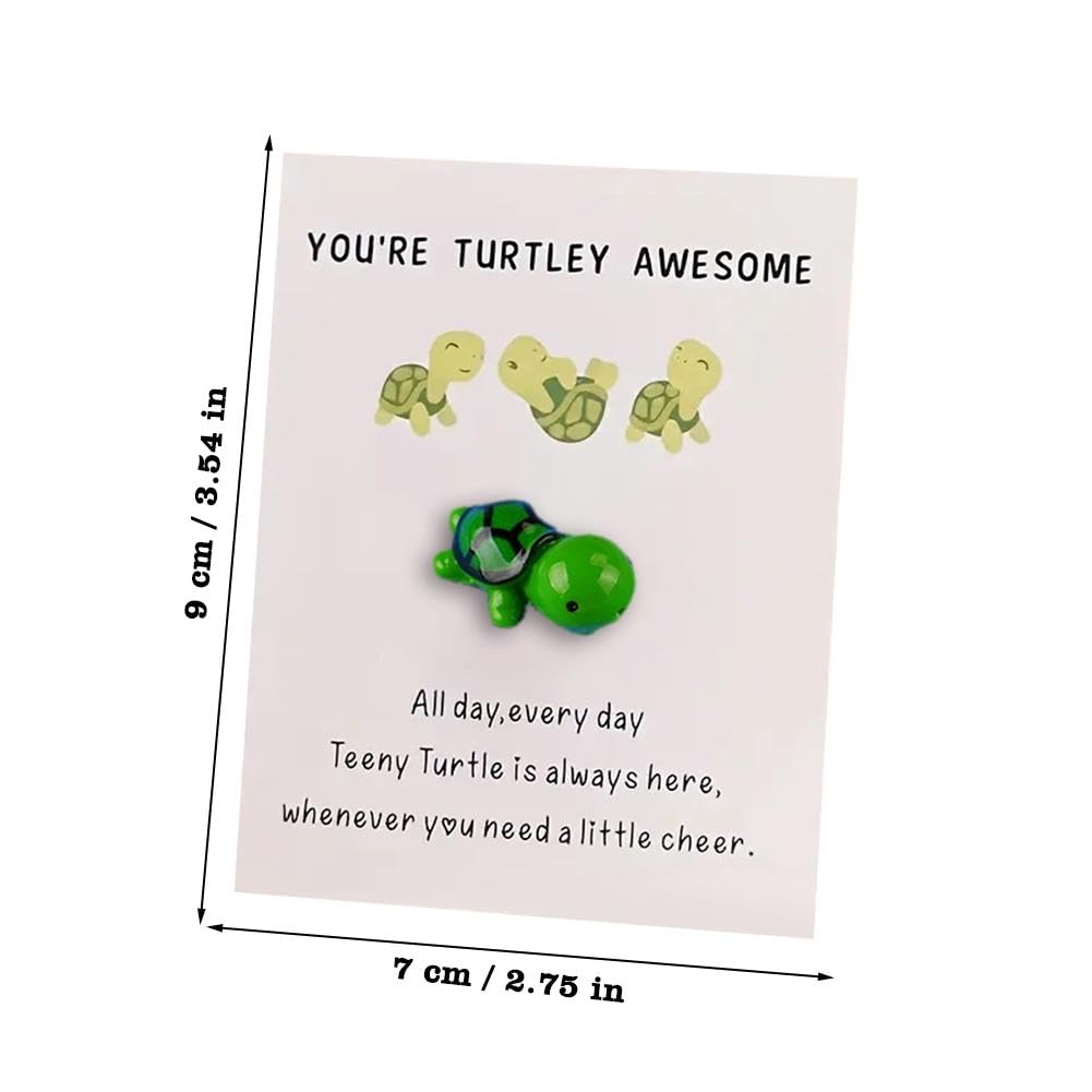 Crazyview Mini Pocket Hug Turtle, You're Turtley Awesome Inspirational Gift with Card, Thank You Note Cards Greeting Card Mini Sea Turtle Figure Pocket Hug Gift for Friends and Family