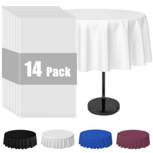 colemoly round tablecloth disposable 14-pack 84 inches white round plastic table cloth for weddings & parties,indoors & outdoors