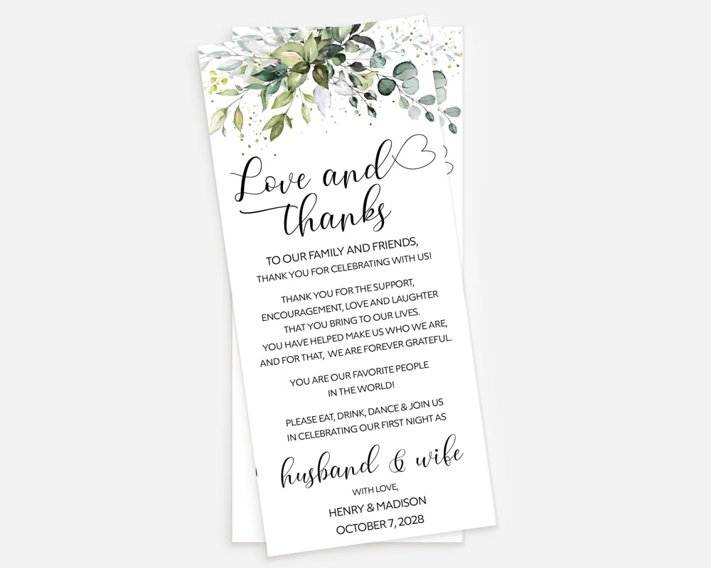 All Ewired Up Wedding Thank You, Printed Personalized, Place Setting, Reception Thank You Card, Wedding Thank You Note, Table Thank You Card, Rehearsal Dinner, Greenery, Eucalyptus