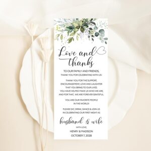 All Ewired Up Wedding Thank You, Printed Personalized, Place Setting, Reception Thank You Card, Wedding Thank You Note, Table Thank You Card, Rehearsal Dinner, Greenery, Eucalyptus