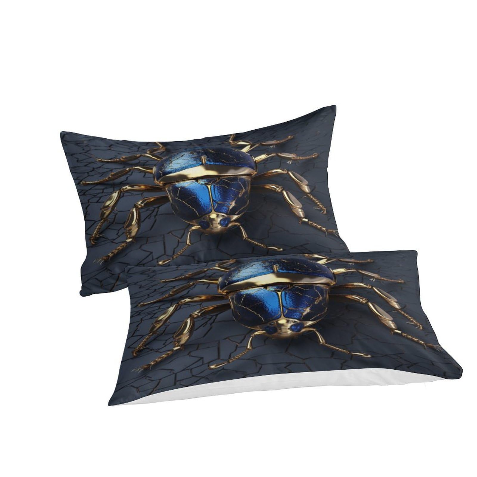 EVMILA Blue Beetle 3D Print Insects Comforter Covers Duvet Cover for Boys Girls Quilt Cover Bedding Set with Zipper Closure with Pillow Cases Soft Microfiber 3 Pieces Twin（173x218cm）